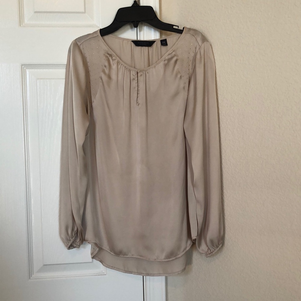 Investments Petites Rhinestone Satin Blouse